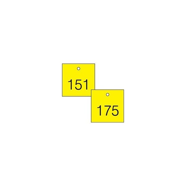 Accuform Engraved Numbered Tags, Plastic, 0.15 in H x 3-1/4 in W, 25 PK TDG376YL - main